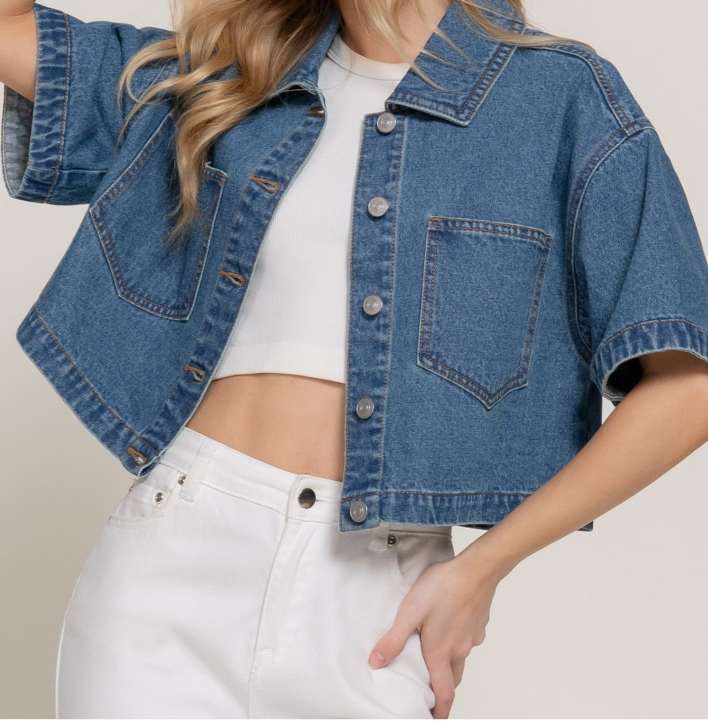SHORT SLV BOXY SHORT DENIM JACKET