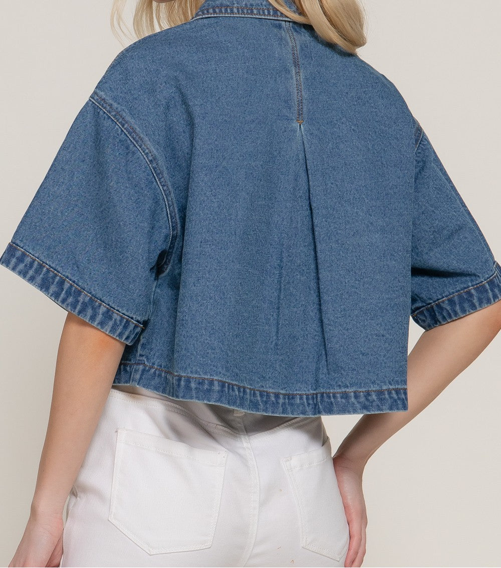 SHORT SLV BOXY SHORT DENIM JACKET