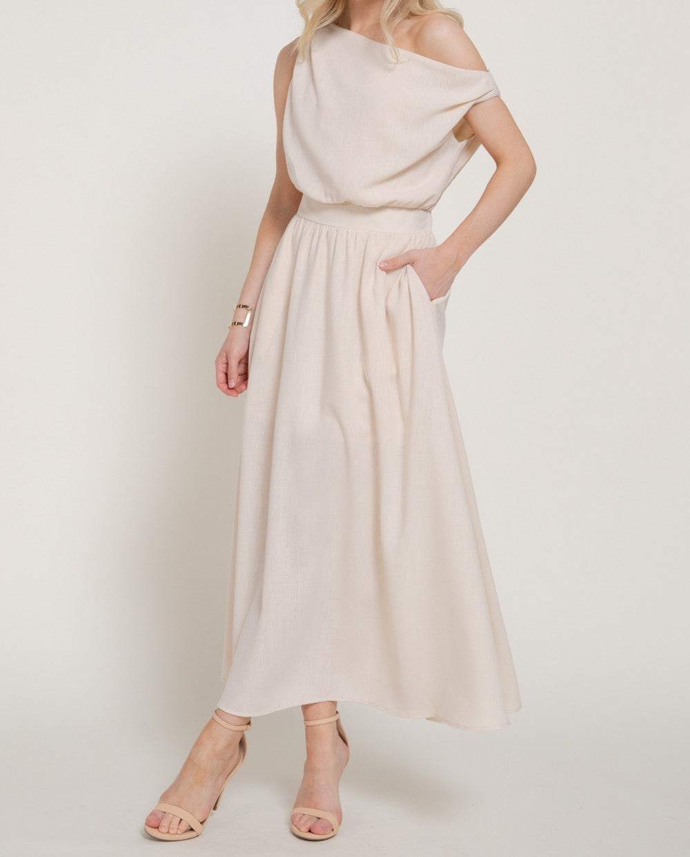 ASYMMETRICAL NECKLINE A-LINE DRESS