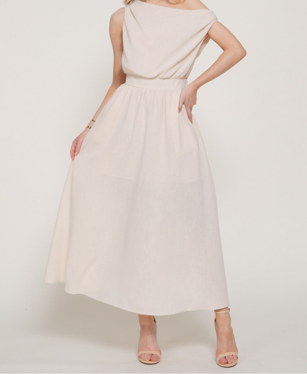 ASYMMETRICAL NECKLINE A-LINE DRESS