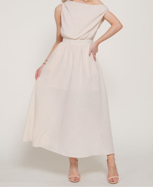 ASYMMETRICAL NECKLINE A-LINE DRESS