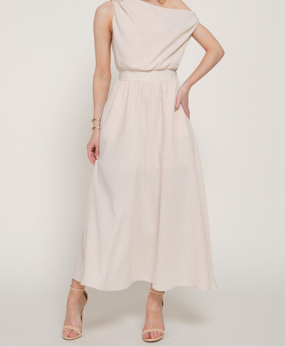 ASYMMETRICAL NECKLINE A-LINE DRESS